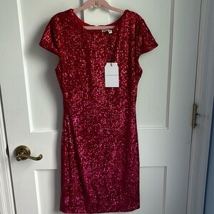 Dress The Population Brooks Dress - size: S - color: Rouge Red Multi